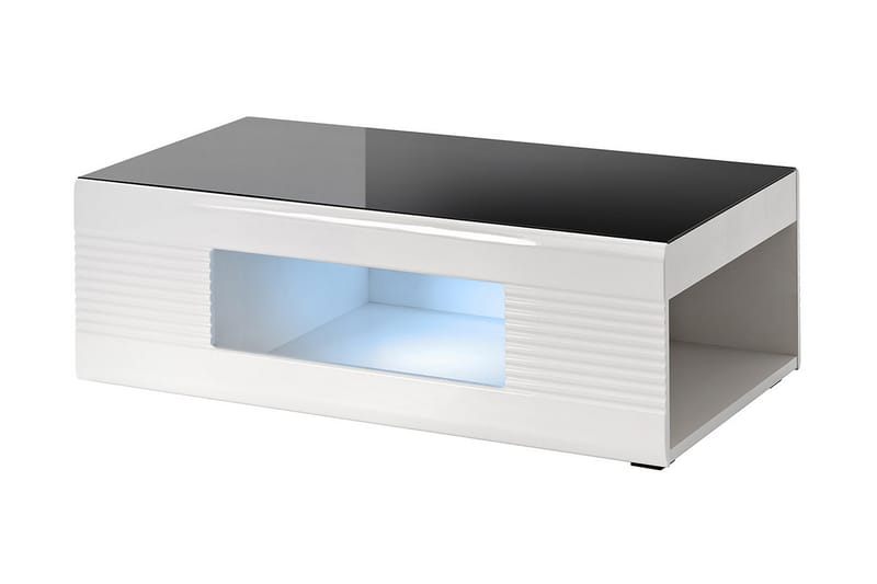 Dalgot Sofabord 120 cm med Oppbevaring LED-belysning - Hvit/Svart - Møbler - Bord - Avlastningsbord - Sengebord & nattbord