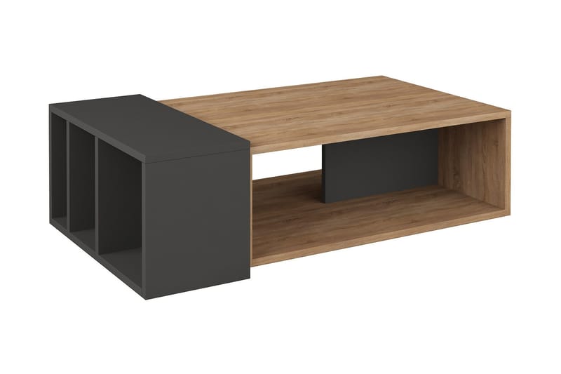 Decorta Sofabord 102 cm med Oppbevairngshylle - Eikefarge/Mørkegrå - Møbler - Bord - Sofabord