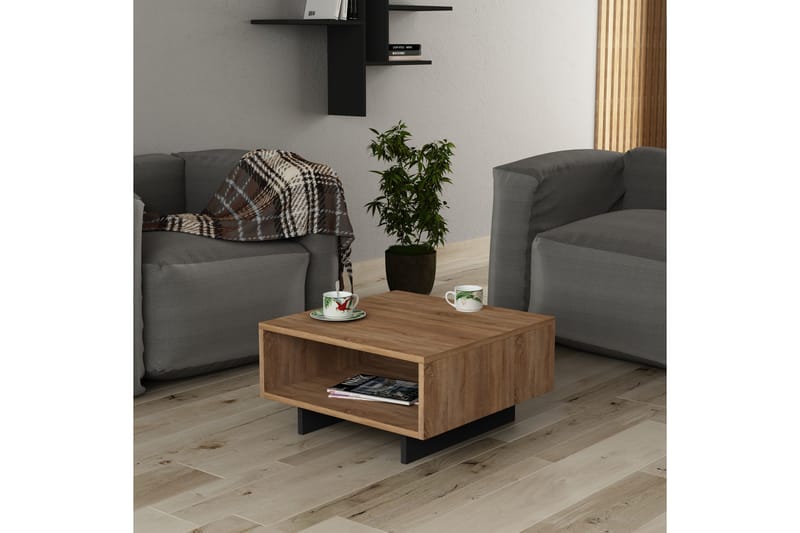 Decorta Sofabord 60 cm med Oppbevairngshylle - Eikefarge/Mørkegrå - Møbler - Bord - Sofabord