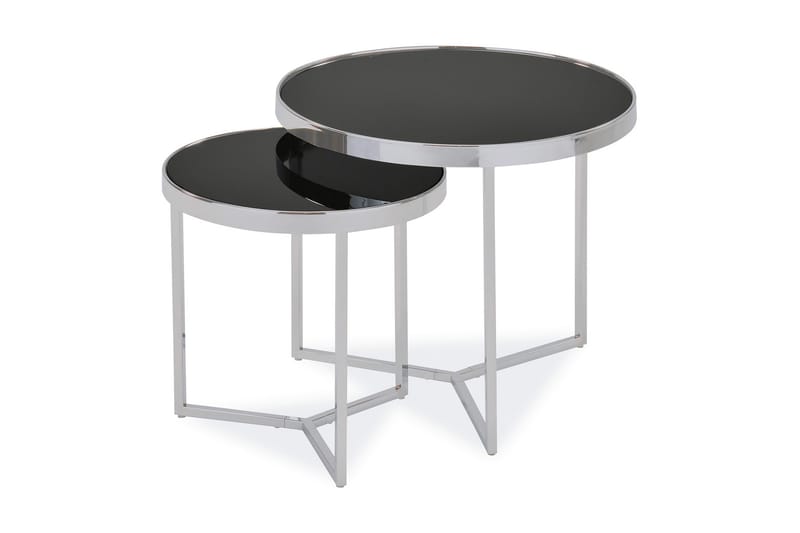 delian Settbord Rundt - glass/Sølv - Møbler - Bord - Sofabord