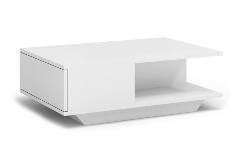 Denverse Sofabord 90 cm med Oppbevaring Hylle + Luke - Hvit - Møbler - Bord - Sofabord