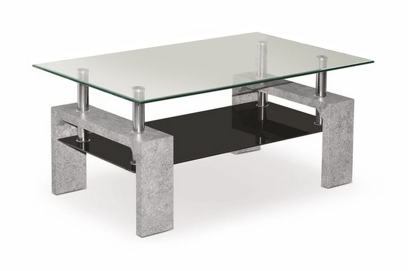 Diana Sofabord 100 cm med Oppbevairngshylle - Glass/Svart/Grå - Møbler - Bord - Sofabord