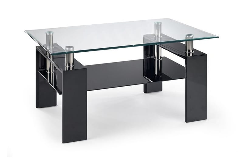 Diana Sofabord 110 cm med Oppbevaringshylle - Glass/Svart - Møbler - Bord - Sofabord