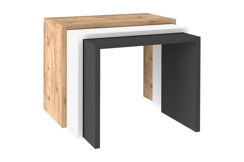 Doren Settbord  3-pk 50 cm - Valnøtt|Hvit|Grå - Møbler - Bord - Sofabord