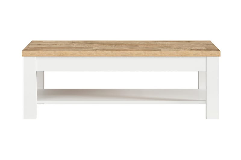 Dreviso Sofabord 130 cm med Oppbevaringshylle - Hvit/Natur - Møbler - Bord - Sofabord