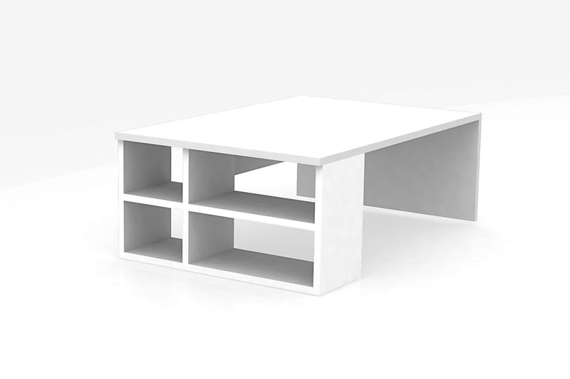 Elegancia Sofabord 90 cm med Oppbevaringshyller - Hvit - Møbler - Bord - Sofabord