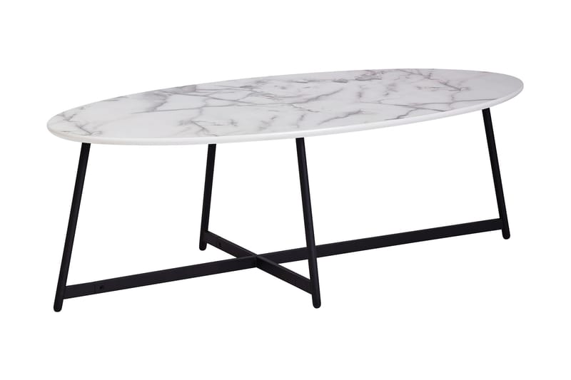 Flesch Sofabord 120 cm Ovalt Marmormønster - Hvit/Svart - Møbler - Bord - Sofabord
