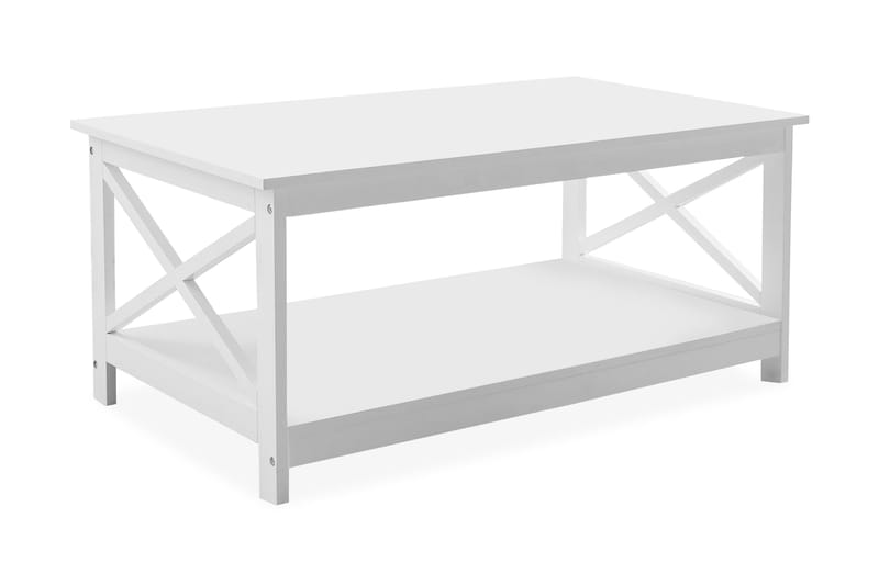 Fostia Sofabord 100 cm med Oppbevaringshylle - Hvit - Møbler - Bord - Sofabord