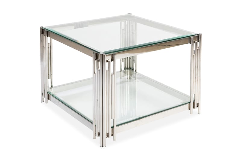 Galciana Sofabord 70 cm med Oppbevairngshylle - Glass/Krom - Møbler - Bord - Sofabord