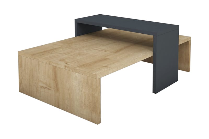 Gersby Sofabord 80 cm med Oppbevairngshylle - Natur/Blå/Grå - Møbler - Bord - Sofabord