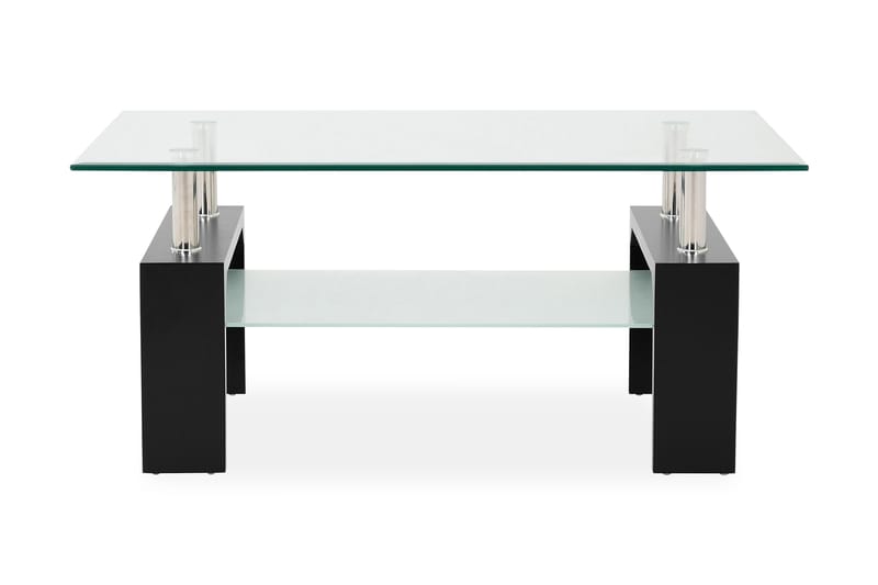 Gylle Sofabord 100 cm med Oppbevaringshylle - Glass/Svart/Krom - Møbler - Senger - Kontinentalsenger