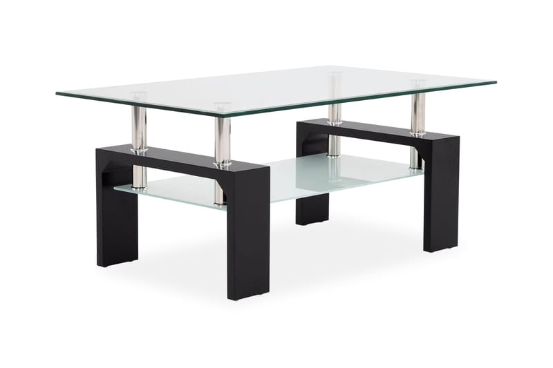 Gylle Sofabord 100 cm med Oppbevaringshylle - Glass/Svart/Krom - Møbler - Bord - Sofabord