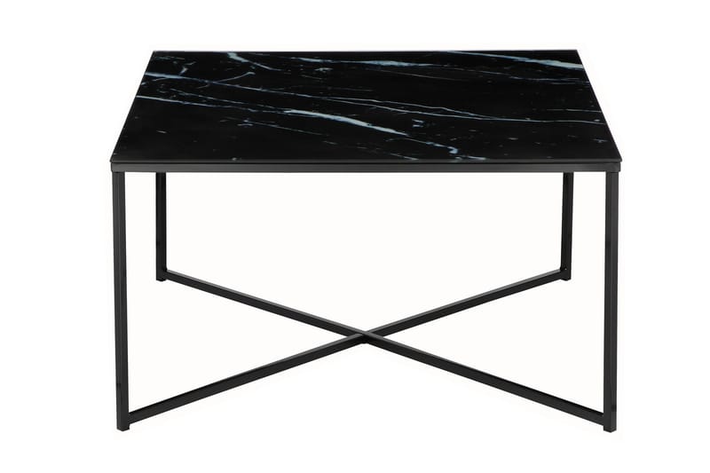 Hammelin Sofabord 80 cm Marmormønster - Glass/Svart - Møbler - Bord - Sofabord