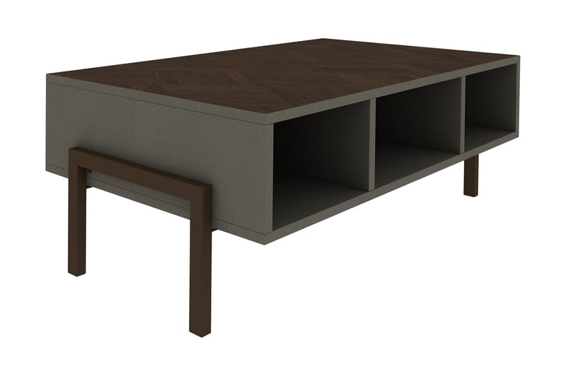 Hejde Sofabord 90 cm med Oppbevaringshyller - Grå/Brun - Møbler - Bord - Sofabord