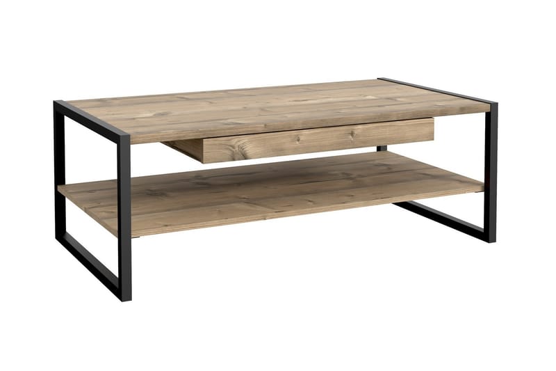 Holmeswood Sofabord 111 cm med Oppbevaringshylle + Skuff - Brun/Grå - Møbler - Bord - Sofabord