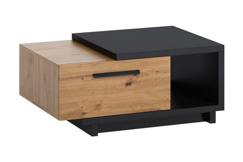 IngRamme Sofabord 90 cm med Oppbevaringsskuff + Hylle - Natur/Svart - Møbler - Bord - Sofabord