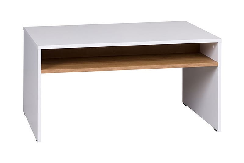 Iwena Sofabord 90 cm med Oppbevairngshylle - Hvit/Eikefarge - Møbler - Bord - Sofabord