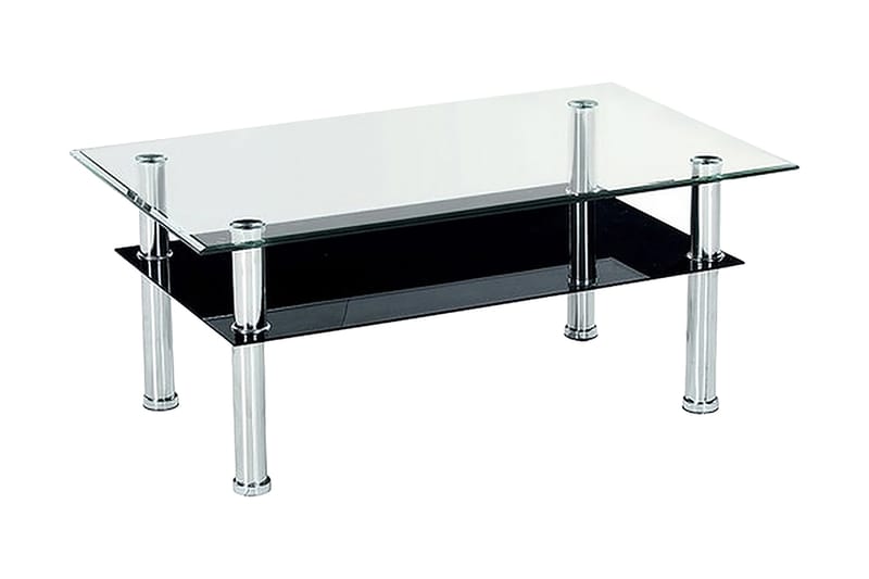 Kamron Sofabord 104 cm med Oppbevaringshylle - Glass/Svart - Møbler - Bord - Sofabord