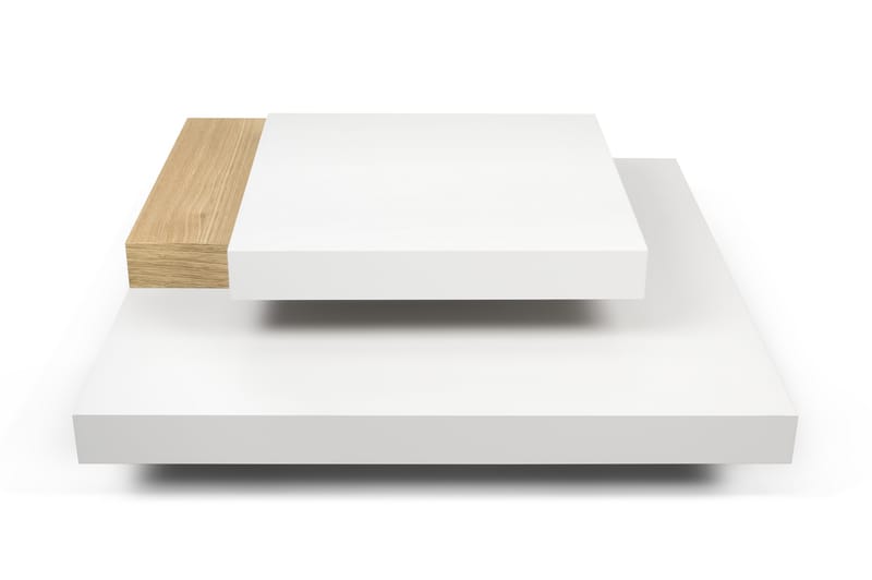 Karyo Sofabord 90 cm med Oppbevaringshyller - Eikefiner/Hvit - Møbler - Bord - Sofabord