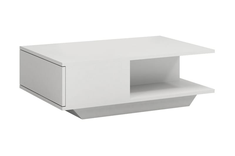 Kervo Sofabord 90 cm med Oppbevaringshyller + Lucka - Hvit - Møbler - Bord - Sofabord