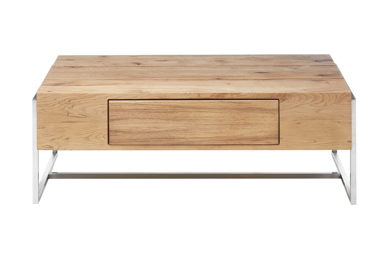 Khamron Sofabord 110 cm med Oppbevaringsskuff - Eikefarge/Metall - Møbler - Bord - Sofabord