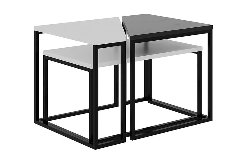 Liepene Settbord 64 cm 3 Bord - Hvit/Antrasitt - Møbler - Bord - Sofabord