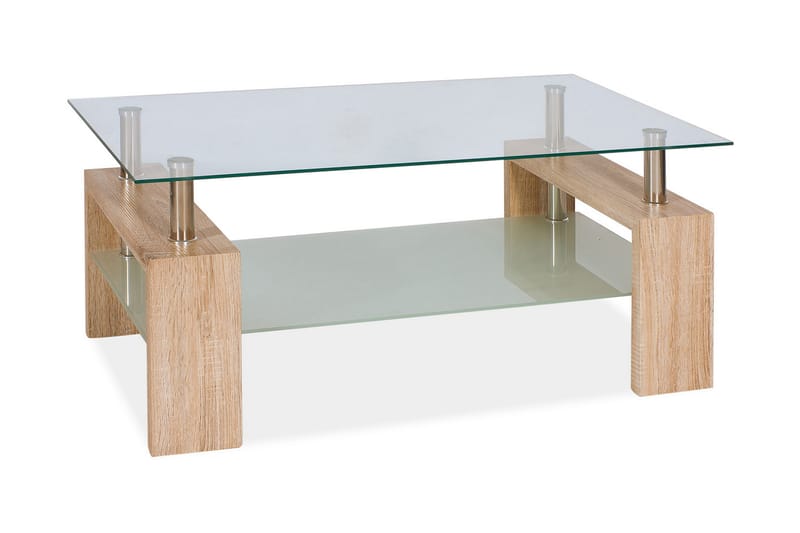 Lissana II Sofabord 110 cm med Oppbevairngshylle - Glass/Natur - Møbler - Bord - Sofabord