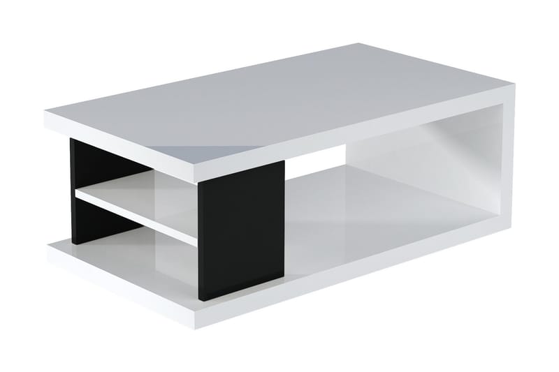 Lukan Sofabord 110 cm med Oppbevaringshyller - Hvit/Svart - Møbler - Bord - Sofabord