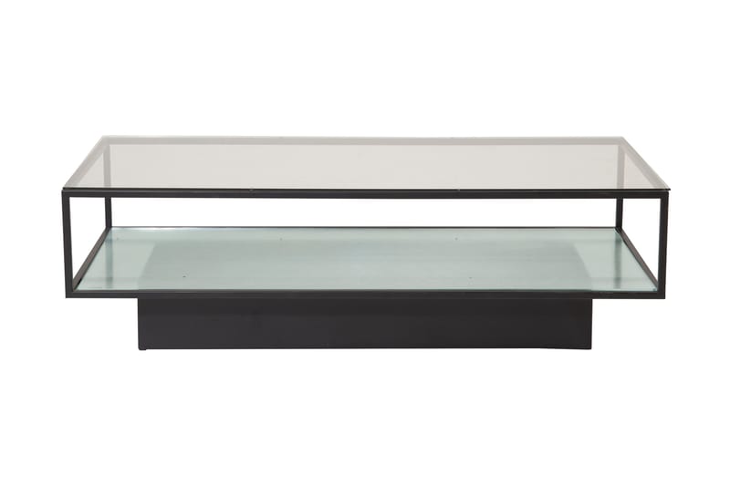 Maglehem Sofabord 130 cm med Oppbevairngshylle - Glass/Svart - Møbler - Bord - Sofabord
