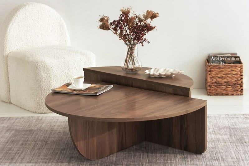 Malling Sofabord 90x30x90 cm Oval - Brun - Møbler - Bord - Spisebord & kjøkkenbord