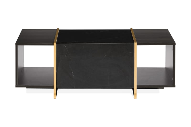 Mardon Sofabord 104 cm med Oppbevaring Skuffer + Hyller - Svart/Gull - Møbler - Bord - Spisebord & kjøkkenbord