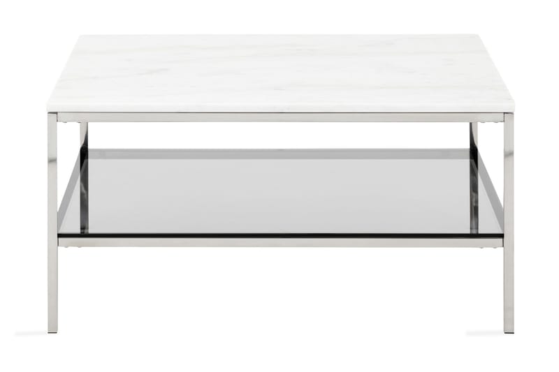 Marise Sofabord 90 cm med Oppbevaring Marmor - Hvit/Stål - Møbler - Bord - Sofabord