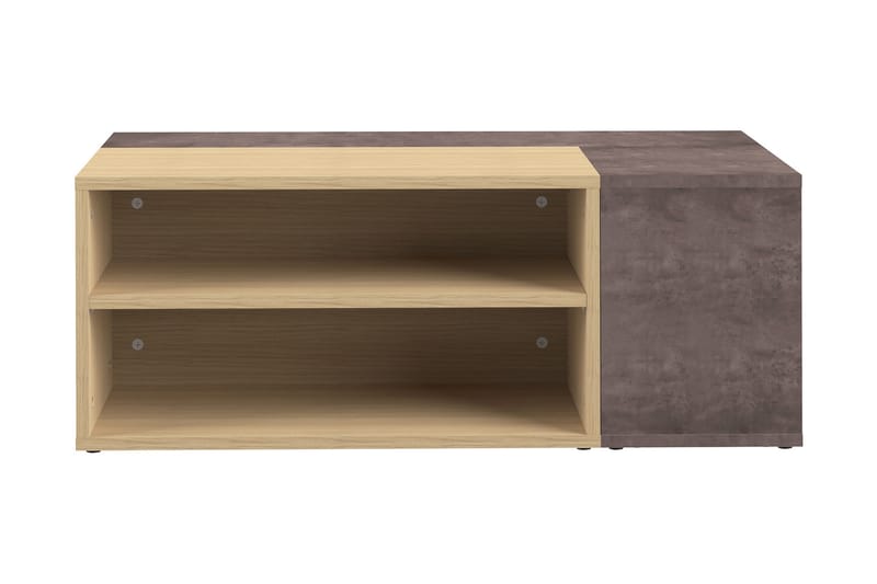 Marstovik Sofabord 90 cm med Oppbevaringshyller - Tre/Betongbrun/Hvit - Møbler - Bord - Sofabord