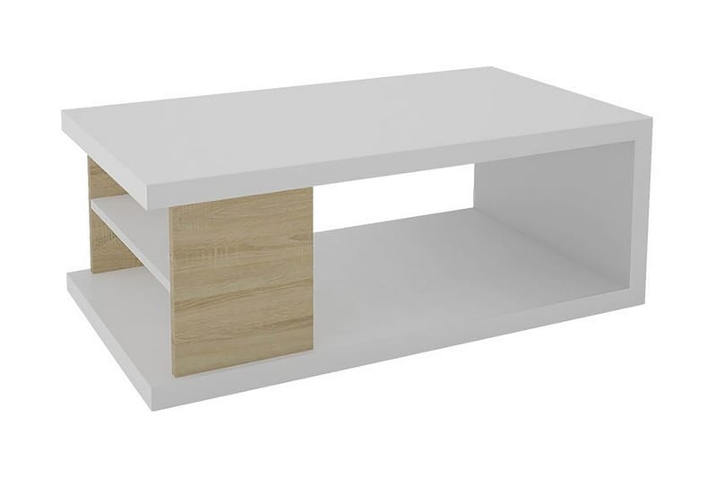 Massana Sofabord 110 cm med Oppbevaringshyller - Hvit/Natur - Møbler - Bord - Sofabord