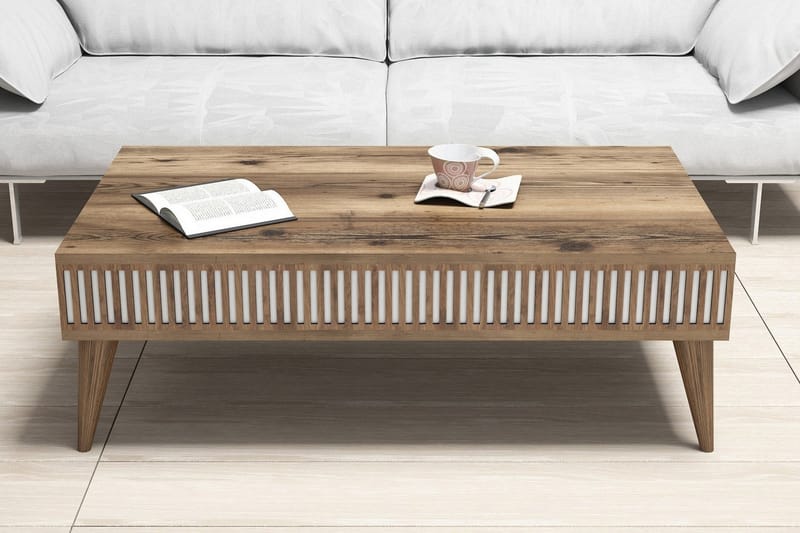 Millay Sofabord 105 cm med Oppbevaringshylle - Valnøttsbrun - Møbler - Bord - Sofabord