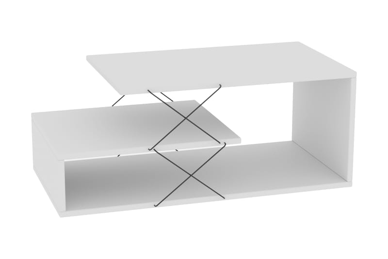 Moengo Sofabord 100 cm med Oppbevaringshylle - Hvit/Svart - Møbler - Bord - Sofabord