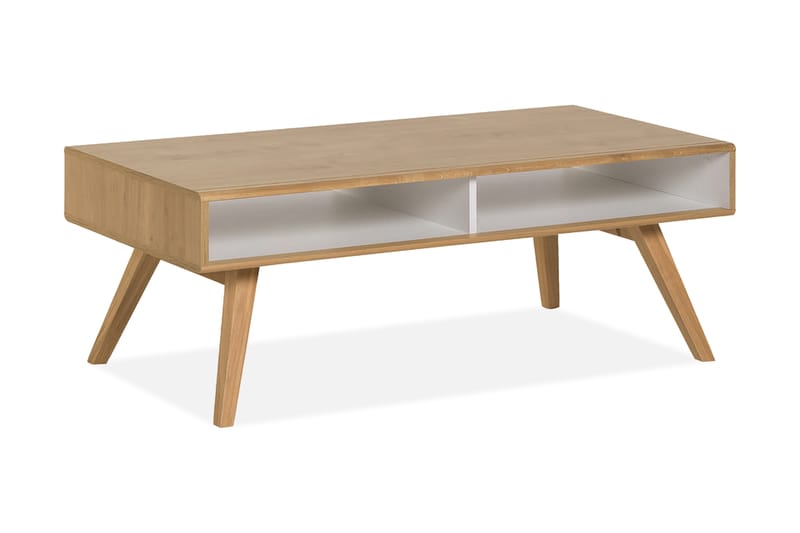 Nature Sofabord 120 cm med Oppbevaring Hvit/Eik - VOX - Møbler - Bord - Sofabord