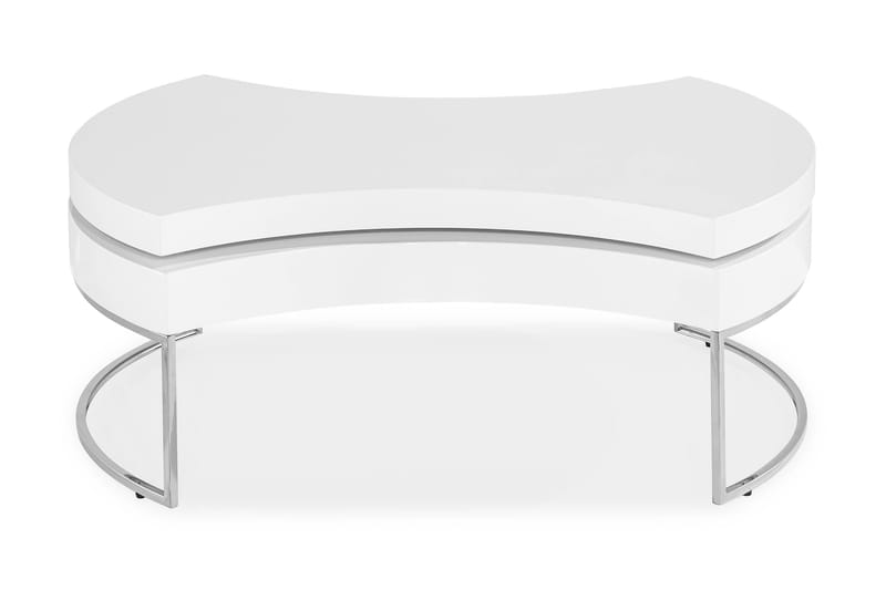 Nico Sofabord 110 cm Ovalt - Hvit Høyglans/Silver - Møbler - Bord - Sofabord