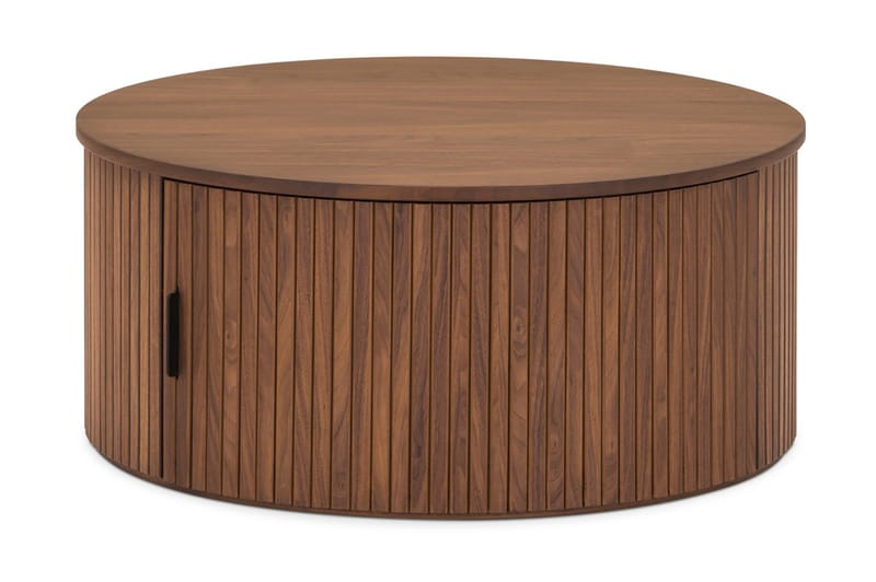 Noira Sofabord 80 cm Rundt med Oppbevaringsskuff - Massiv Valnøtt - Møbler - Bord - Spisebord & kjøkkenbord