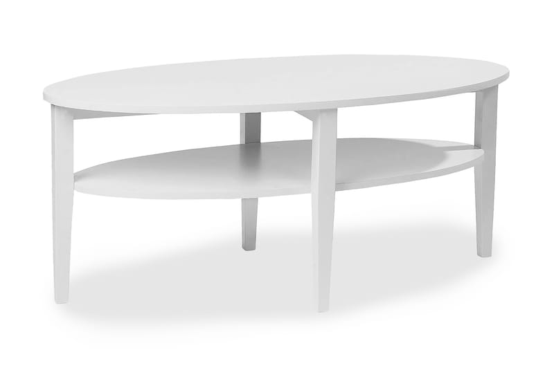 Nybro Sofabord 120 cm Ovalt med Oppbevairngshylle - Hvit - Møbler - Bord - Sofabord - Sofabord med oppbevaring