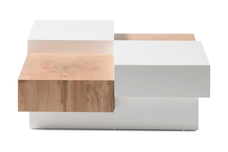 Pensa Sofabord 90 cm med Oppbevaringsskuffer - Hvit/Natur - Møbler - Bord - Sofabord