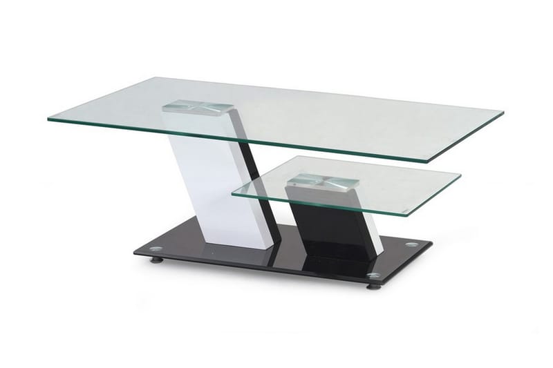 Perreira Sofabord 110 cm med Oppbevairngshylle - Glass/Svart/Hvit - Møbler - Bord - Sofabord