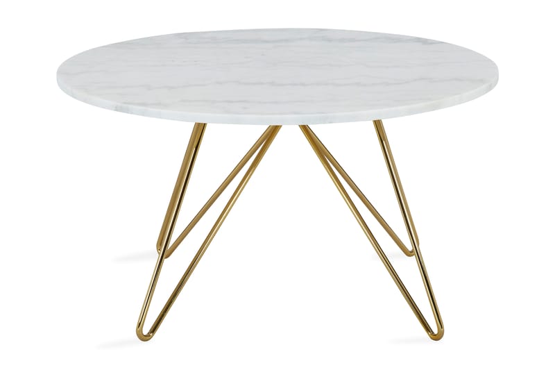 Ponza Sofabord 80 cm Rundt Marmor - Hvit/Messing - Møbler - Bord - Spisebord & kjøkkenbord