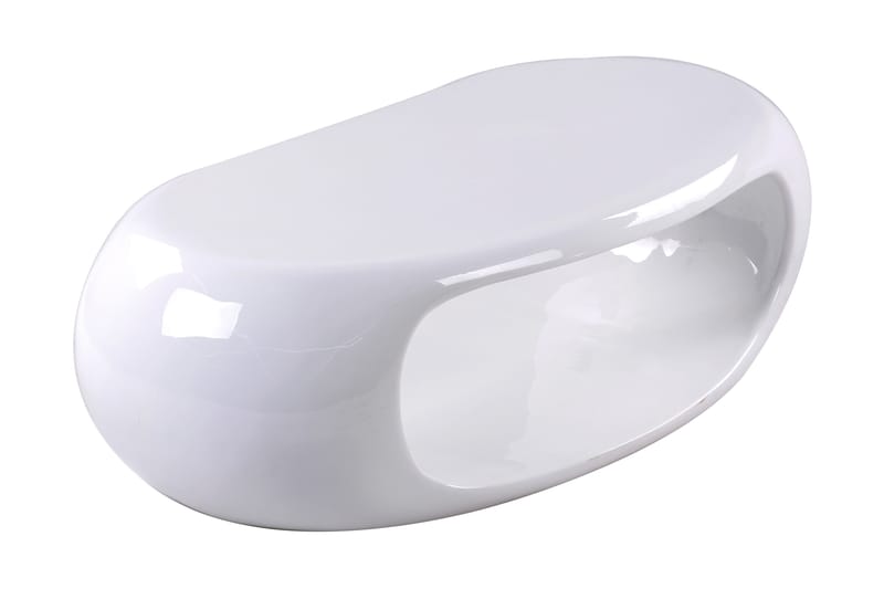 Popadak Sofabord 112 cm Ovalt med Oppbevaringshylle - Glassfiber/Hvit - Møbler - Bord - Sofabord