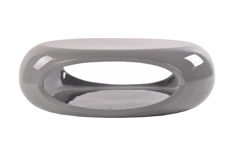Popadak Sofabord 80 cm Ovalt med Oppbevaring Hyller - Glassfiber/Hvit Høyglans/Svart - Møbler - Bord - Sofabord