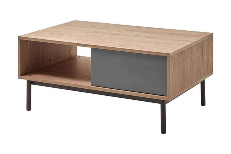 Pries Sofabord 104 cm med Oppbevaringshylle + Skuff - Natur/Grå - Møbler - Bord - Sofabord
