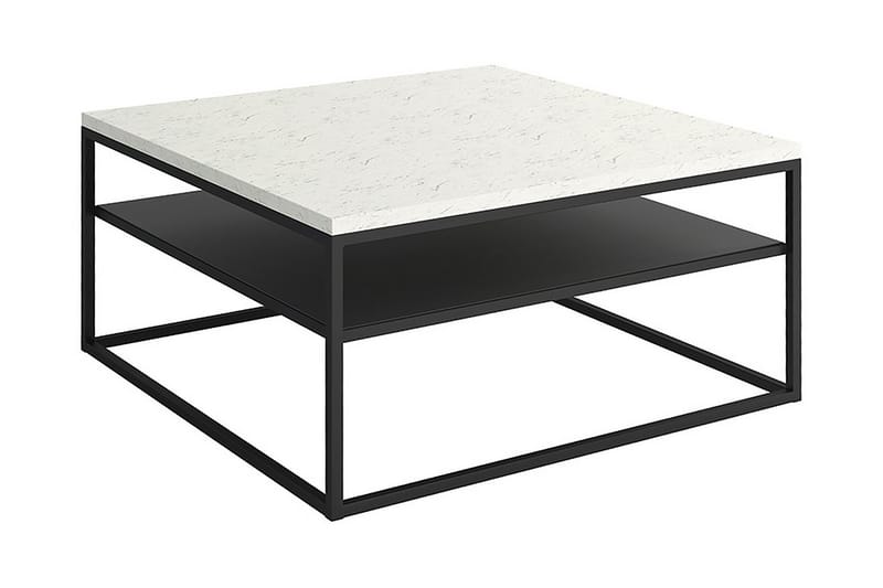 Rogate Sofabord 85 cm med Oppbevaring Hylle Marmormønster - Hvit/Svart - Møbler - Bord - Sofabord