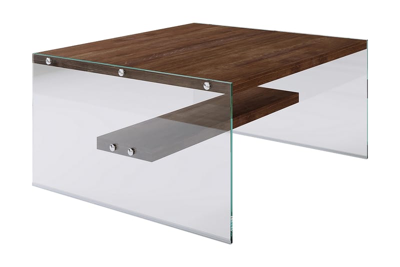 Sabani Sofabord 75 cm med Oppbevaringshylle - Glass/Brun - Møbler - Bord - Sofabord