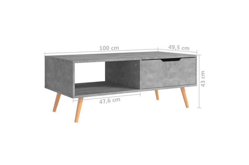 Salongbord betonggrå 100x49,5x43 cm sponplate - Grå - Møbler - Bord - Sofabord