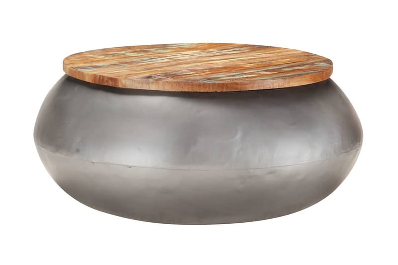 Salongbord grå 68x68x30 cm gjenvunnet heltre - Grå - Møbler - Bord - Sofabord